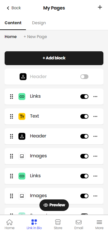 Beacons' page editor