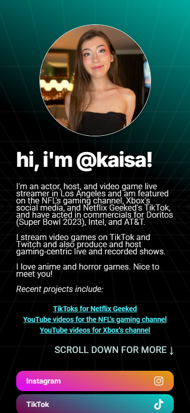 Kaisa's Carrd page