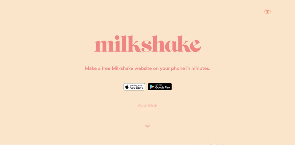 Milkshake.app's Main page