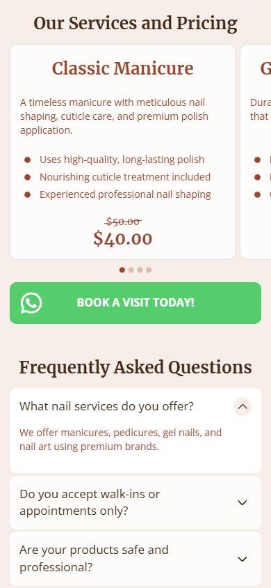 Third part of a published landing page generated by Taplink AI