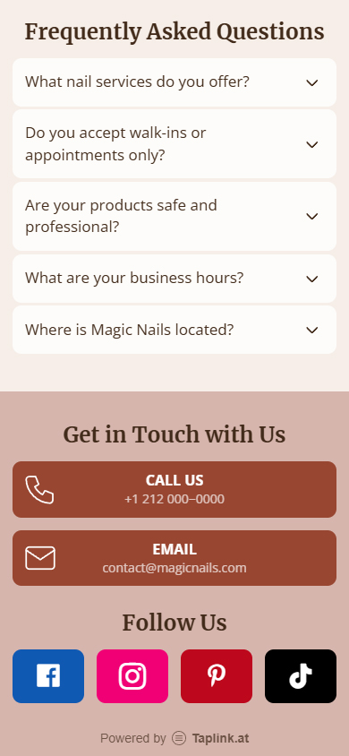 Forth part of a published landing page generated by Taplink AI