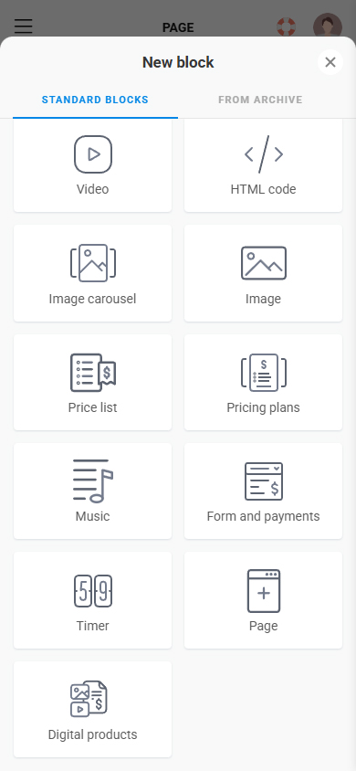 Taplink content blocks