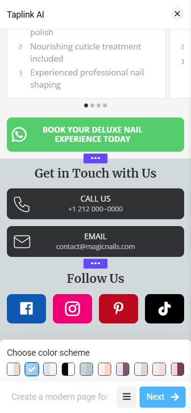 Forth part of a page generated by Taplink AI