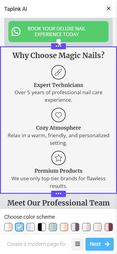 First variation of a section