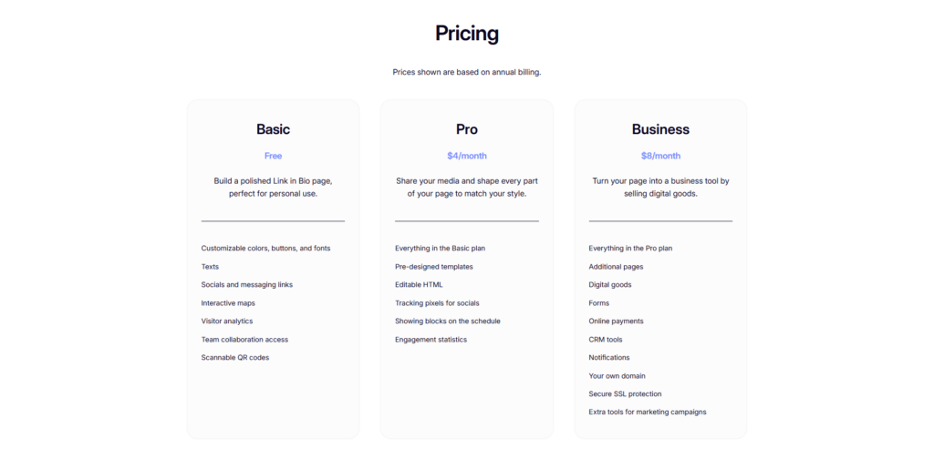Bento.me pricing