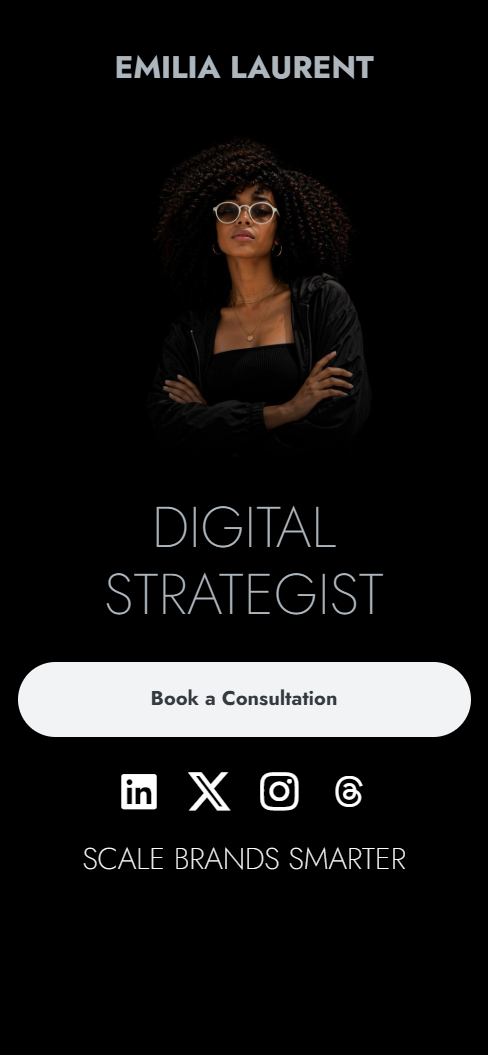 Example of a Personal Brand Bento.me page.