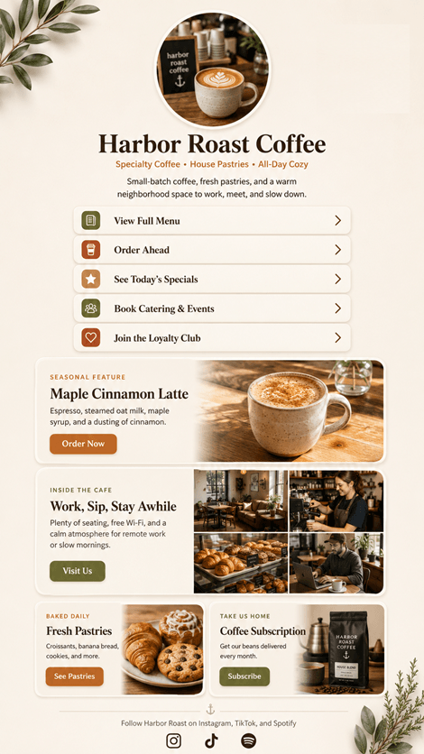 Harbor Roast Coffee's Linkjoy page